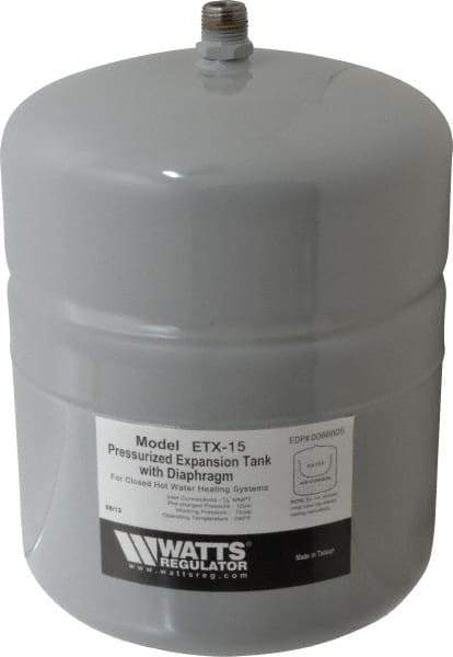 Watts - 1.0 Gallon Capacity, 2.1 Gallon Tank, 8 Inch Diameter, 12-1/2 Inch High, 1/2 Inch Port, Expansion Tank - Steel, Polymer Coating - All Tool & Supply