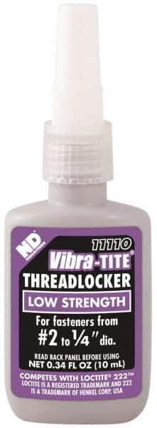 Vibra-Tite - 10 mL Bottle, Purple, Low Strength Liquid Threadlocker - Series 111, 24 hr Full Cure Time, Hand Tool Removal - All Tool & Supply