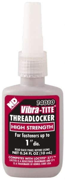 Vibra-Tite - 10 mL Bottle, Red, High Strength Liquid Threadlocker - Series 140, 24 hr Full Cure Time, Hand Tool, Heat Removal - All Tool & Supply