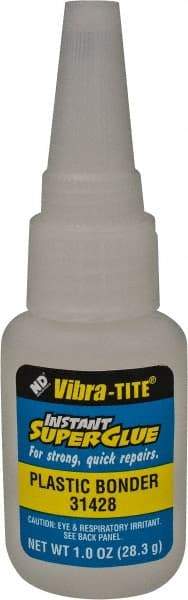 Vibra-Tite - 1 oz Bottle Clear Instant Adhesive - 20 sec Fixture Time, Bonds to Plastic - All Tool & Supply