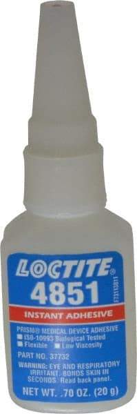 Loctite - 0.70 oz Bottle Clear Instant Adhesive - Series 4851, 20 sec Fixture Time, 24 hr Full Cure Time, Bonds to Fabric, Leather & Paper - All Tool & Supply