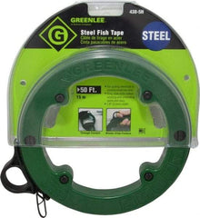 Greenlee - 50 Ft. Long x 1/8 Inch Wide, 3/64 Inch Thick, Steel Fish Tape - 400 Lb. Pulling Strength, Includes Case - All Tool & Supply