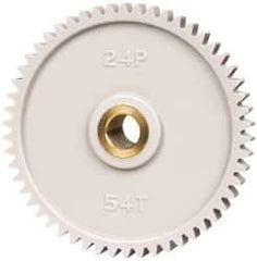 Made in USA - 24 Pitch, 2-1/4" Pitch Diam, 2.333" OD, 54 Tooth Spur Gear - 1/4" Face Width, 5/16" Bore Diam, 43/64" Hub Diam, 20° Pressure Angle, Acetal - All Tool & Supply