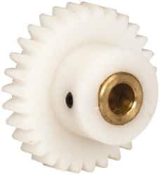 Made in USA - 32 Pitch, 15/16" Pitch Diam, 1" OD, 30 Tooth Spur Gear - 3/16" Face Width, 3/16" Bore Diam, 9/16" Hub Diam, 20° Pressure Angle, Acetal - All Tool & Supply