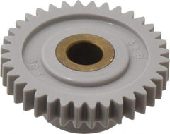 Made in USA - 32 Pitch, 1-1/8" Pitch Diam, 1-3/16" OD, 36 Tooth Spur Gear - 3/16" Face Width, 1/4" Bore Diam, 39/64" Hub Diam, 20° Pressure Angle, Acetal - All Tool & Supply