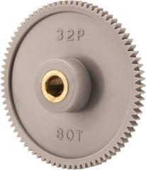 Made in USA - 32 Pitch, 2-1/2" Pitch Diam, 2-9/16" OD, 80 Tooth Spur Gear - 3/16" Face Width, 5/16" Bore Diam, 13/16" Hub Diam, 20° Pressure Angle, Acetal - All Tool & Supply