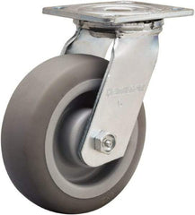 Hamilton - 6" Diam x 2" Wide x 7-1/2" OAH Top Plate Mount Swivel Caster - Rubber Mold on Polyolefin, 410 Lb Capacity, Straight Roller Bearing, 4 x 4-1/2" Plate - All Tool & Supply