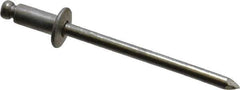 Marson - Button Head Aluminum Open End Blind Rivet - Aluminum Mandrel, 0.032" to 1/8" Grip, 1/4" Head Diam, 0.129" to 0.133" Hole Diam, 0.275" Length Under Head, 1/8" Body Diam - All Tool & Supply