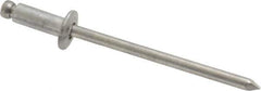 Marson - Button Head Aluminum Open End Blind Rivet - Aluminum Mandrel, 0.126" to 0.187" Grip, 1/4" Head Diam, 0.129" to 0.133" Hole Diam, 0.337" Length Under Head, 1/8" Body Diam - All Tool & Supply