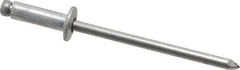 Marson - Button Head Aluminum Open End Blind Rivet - Aluminum Mandrel, 0.188" to 1/4" Grip, 1/4" Head Diam, 0.129" to 0.133" Hole Diam, 0.4" Length Under Head, 1/8" Body Diam - All Tool & Supply