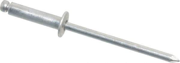 Marson - Button Head Aluminum Open End Blind Rivet - Aluminum Mandrel, 0.313" to 3/8" Grip, 1/4" Head Diam, 0.129" to 0.133" Hole Diam, 0.525" Length Under Head, 1/8" Body Diam - All Tool & Supply