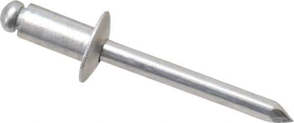 Marson - Button Head Aluminum Open End Blind Rivet - Aluminum Mandrel, 0.126" to 1/4" Grip, 1/2" Head Diam, 0.257" to 0.261" Hole Diam, 1/2" Length Under Head, 1/4" Body Diam - All Tool & Supply