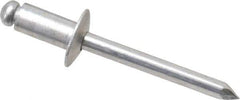 Marson - Button Head Aluminum Open End Blind Rivet - Aluminum Mandrel, 0.126" to 1/4" Grip, 1/2" Head Diam, 0.257" to 0.261" Hole Diam, 1/2" Length Under Head, 1/4" Body Diam - All Tool & Supply