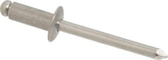 Marson - Button Head Aluminum Open End Blind Rivet - Aluminum Mandrel, 0.251" to 3/8" Grip, 1/2" Head Diam, 0.257" to 0.261" Hole Diam, 5/8" Length Under Head, 1/4" Body Diam - All Tool & Supply