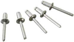 Marson - Button Head Aluminum Open End Blind Rivet - Aluminum Mandrel, 1/32" to 1/8" Grip, 3/8" Head Diam, 0.192" to 0.196" Hole Diam, 0.325" Length Under Head, 3/16" Body Diam - All Tool & Supply