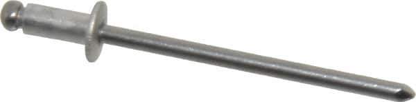 Marson - Button Head Aluminum Open End Blind Rivet - Steel Mandrel, 1/32" to 1/8" Grip, 1/4" Head Diam, 0.129" to 0.133" Hole Diam, 0.275" Length Under Head, 1/8" Body Diam - All Tool & Supply