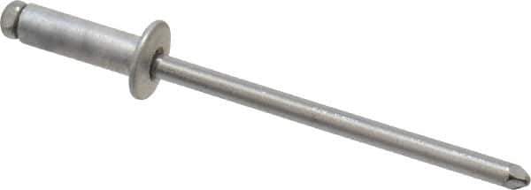 Marson - Button Head Aluminum Open End Blind Rivet - Steel Mandrel, 3/16" to 1/4" Grip, 1/4" Head Diam, 0.129" to 0.133" Hole Diam, 0.4" Length Under Head, 1/8" Body Diam - All Tool & Supply