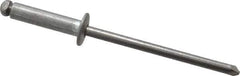 Marson - Button Head Aluminum Open End Blind Rivet - Steel Mandrel, 5/16" to 3/8" Grip, 1/4" Head Diam, 0.129" to 0.133" Hole Diam, 0.525" Length Under Head, 1/8" Body Diam - All Tool & Supply