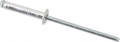 Marson - Button Head Aluminum Open End Blind Rivet - Steel Mandrel, 0.376" to 1/2" Grip, 1/4" Head Diam, 0.129" to 0.133" Hole Diam, 0.65" Length Under Head, 1/8" Body Diam - All Tool & Supply