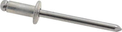 Marson - Button Head Aluminum Open End Blind Rivet - Steel Mandrel, 3/16" to 1/4" Grip, 3/8" Head Diam, 0.192" to 0.196" Hole Diam, 0.45" Length Under Head, 3/16" Body Diam - All Tool & Supply