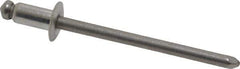 Marson - Button Head Stainless Steel Open End Blind Rivet - Stainless Steel Mandrel, 1/32" to 1/8" Grip, 1/4" Head Diam, 0.129" to 0.133" Hole Diam, 0.275" Length Under Head, 1/8" Body Diam - All Tool & Supply