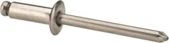 Marson - Button Head Stainless Steel Open End Blind Rivet - Stainless Steel Mandrel, 5/16" to 3/8" Grip, 3/8" Head Diam, 0.192" to 0.196" Hole Diam, 0.575" Length Under Head, 3/16" Body Diam - All Tool & Supply