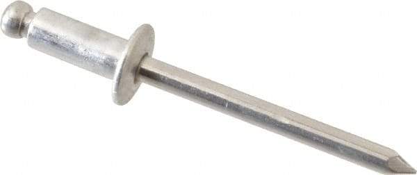 Marson - Button Head Aluminum Open End Blind Rivet - Aluminum Mandrel, 3/16" to 1/4" Grip, 3/8" Head Diam, 0.192" to 0.196" Hole Diam, 0.45" Length Under Head, 3/16" Body Diam - All Tool & Supply