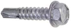 Buildex - #12, Hex Washer Head, Hex Drive, 4" Length Under Head, #3 Point, Self Drilling Screw - Steel - All Tool & Supply