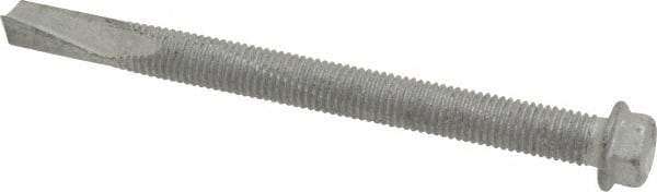 Buildex - 1/4", Hex Washer Head, Hex Drive, 3" Length Under Head, #5 Point, Self Drilling Screw - Steel - All Tool & Supply