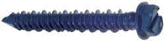 Made in USA - 1/4" Diam, 5" Length Under Head, Hex Drive, Concrete Screw & Masonry Fastener - Steel, Blue Climaseal Finish, Includes Drill Bit - All Tool & Supply