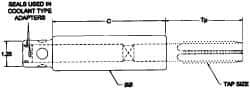 Parlec - 1-1/8" Tap Shank Diam, 0.843" Tap Square Size, 1" Pipe Tap, - 3.7" Projection, 1-1/4" Shank OD, Through Coolant, Series Numertap 770 - Exact Industrial Supply