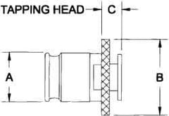 Parlec - 0.429" Tap Shank Diam, 0.322" Tap Square Size, 9/16" Tap, #1 Tapping Adapter - 0.28" Projection, 3/4" Shank OD, Series Numertap 100 - Exact Industrial Supply