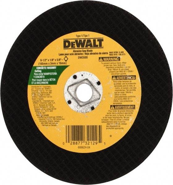 DeWALT - 6-1/2" Silicon Carbide Cutoff Wheel - 1/8" Thick, 5/8" Arbor, 9,400 Max RPM, Use with Circular Saws - All Tool & Supply