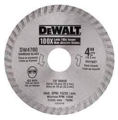 DeWALT - 4" Diam, 7/8" Arbor Hole Diam, Wet & Dry Cut Saw Blade - Diamond-Tipped, Standard Round Arbor - All Tool & Supply