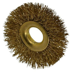 Value Collection - 2" OD, 1/2" Arbor Hole, Crimped Brass-Coated Steel Wheel Brush - 5/16" Face Width, 1/2" Trim Length, 0.012" Filament Diam, 15,000 RPM - All Tool & Supply