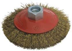 Value Collection - 4" OD, M14x2.00 Arbor Hole, Crimped Steel Wheel Brush - 3/4" Face Width, 0.012" Filament Diam, 12,500 RPM - All Tool & Supply