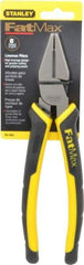 Stanley - 8-3/8" OAL, 1-1/2" Jaw Length x 1" Jaw Width, Side Cutting Linesman's Pliers - Serrated Jaw, Flat Nose Head, Bi-Material Cushion Grip Handles - All Tool & Supply