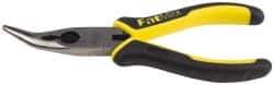 Stanley - 6-3/4" OAL, 1-13/16" Jaw Length x 11/16" Jaw Width, Long Nose Side Cutting Bent Nose Pliers - Serrated Jaw, Double Injection Molded Handles - All Tool & Supply