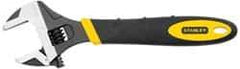 Stanley - 1-3/8" Jaw Capacity, 10" Standard Adjustable Wrench - Chrome Vanadium Steel, Black Finish, 10-1/2" OAL - All Tool & Supply