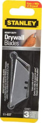 Stanley - 3 Piece Carbon Steel Drywall Utility Blade - 2-5/16" OAL, 0.024" Blade Thickness - All Tool & Supply