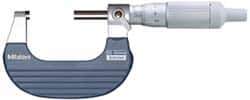 Mitutoyo - 25 to 50mm Range, 0.01mm Graduation, Mechanical Outside Micrometer - Ratchet Stop Thimble, Accurate to 0.0001" - All Tool & Supply