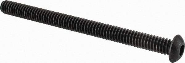 Value Collection - 1/4-20 UNC Hex Socket Drive, Button Screw - Alloy Steel, Black Oxide Finish, Fully Threaded, 3-1/4" Length Under Head - All Tool & Supply