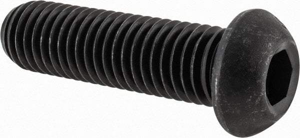 Value Collection - 5/8-11 UNC Hex Socket Drive, Button Screw - Alloy Steel, Black Oxide Finish, Fully Threaded, 2-1/4" Length Under Head - All Tool & Supply