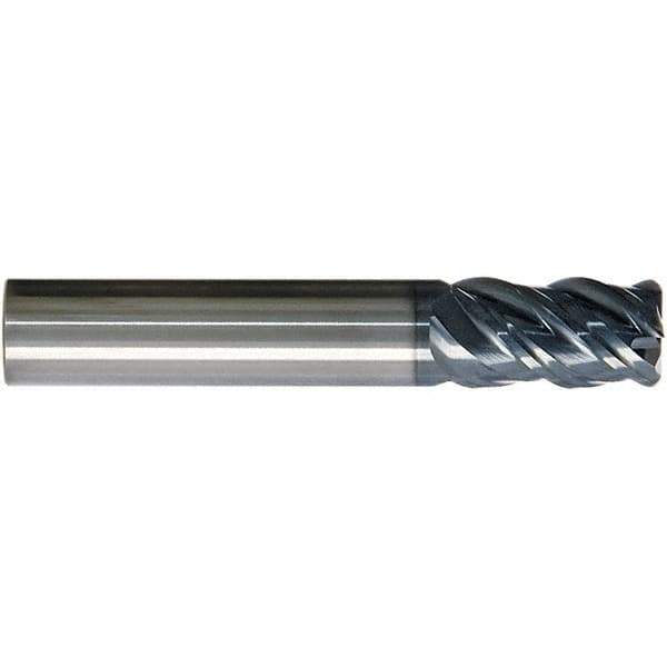 SGS - 1/2", 4 Flute, Single End, Solid Carbide, 0.0250 - 0.0300" Corner Radius End Mill - 3-1/4" OAL, Right Hand Flute, 1-1/4" LOC, Right Hand Cut - All Tool & Supply