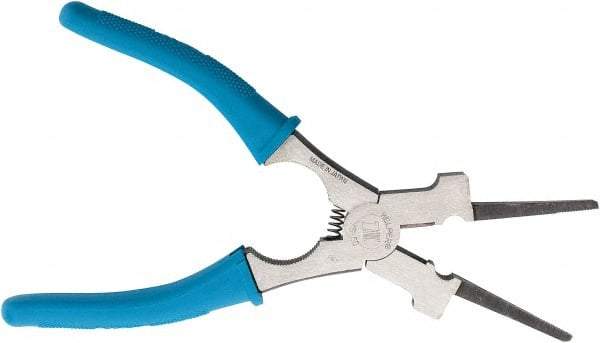 Harris Products - 8-1/2" OAL, 1-3/4" Jaw Length, Long Nose Side Cutting Welder's Pliers - Serrated Jaw, Needle Nose Head, Insulated Handles, with Spring - All Tool & Supply