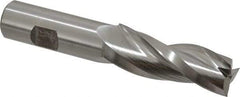 Made in USA - 1.5° Taper Angle per Side, 3/4" Small End Diam, 2-1/4" LOC, High Speed Steel 3 Flute Tapered Square End Mill - 4-1/2" OAL, 3/4" Shank Diam, Spiral Flute - All Tool & Supply