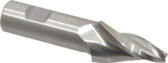 Made in USA - 15° Taper Angle per Side, 1/4" Small End Diam, 1-1/2" LOC, High Speed Steel 3 Flute Tapered Square End Mill - 3-3/4" OAL, 3/4" Shank Diam, Spiral Flute - All Tool & Supply