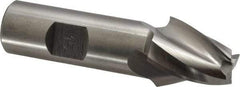 Made in USA - 15° Taper Angle per Side, 1/2" Small End Diam, 1" LOC, High Speed Steel 3 Flute Tapered Square End Mill - 3-1/4" OAL, 3/4" Shank Diam, Spiral Flute - All Tool & Supply