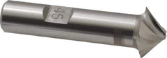 Made in USA - 45° Taper Angle per Side, 1/8" Small End Diam, 5/16" LOC, High Speed Steel 4 Flute Tapered Square End Mill - 2-1/2" OAL, 1/2" Shank Diam, Spiral Flute - All Tool & Supply