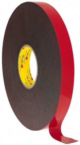 3M - 1" x 36 Yd Acrylic Adhesive Double Sided Tape - 45 mil Thick, Black, Acrylic Foam Liner, Continuous Roll, Series 5952 - All Tool & Supply